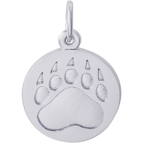 Bear Paw Print Charm - 14K White Gold - 10-1607-wg