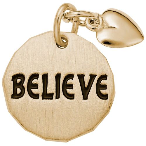 Believe Tag With Heart Charm - 14K Gold - 10-8443