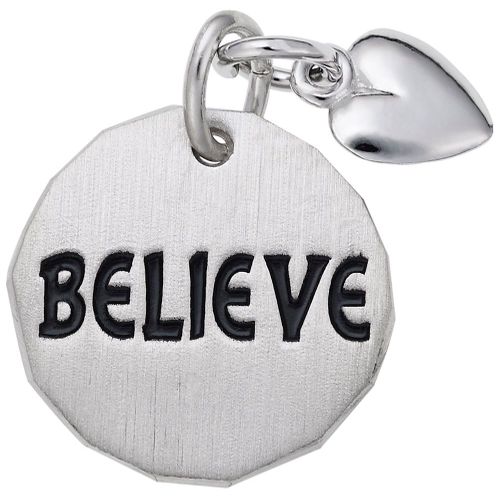 Believe Tag With Heart Charm - Sterling Silver - 10-8443