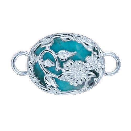 Bella Oval Larimar Clasp Sterling Silver Rhodium Plated - SCCBOVL-R
