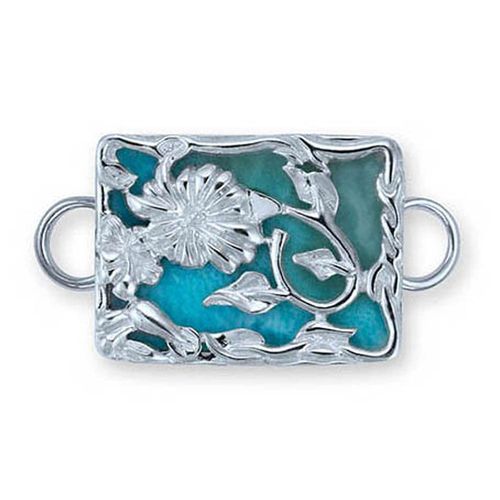 Bella Square Larimar Bracelet Clasp - Sterling Silver