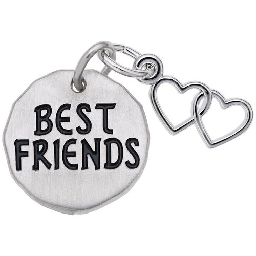 Best Friends Tag With Heart Charm - 14K White Gold - 10-8447