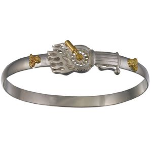 Biker Hook Bracelet - Sterling Silver & 14K Yellow Gold 6mm 6.5 Inch