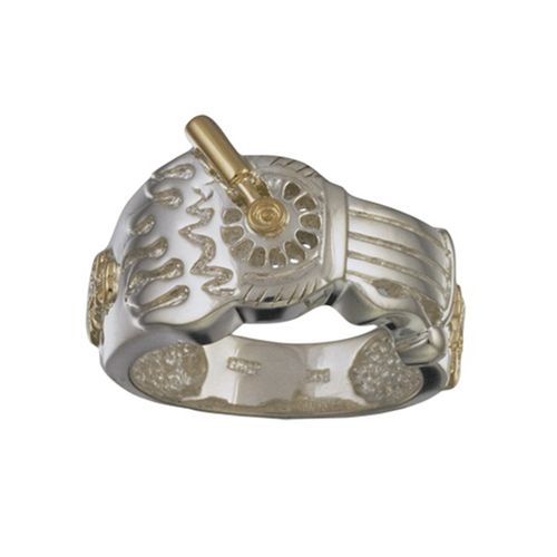 Biker Hook Mens Ring - SS & 14K Yellow Gold Size 11 - BHMRC11