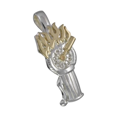 Biker Hook Pendant - SS & 14K Yellow Gold - BHP2C