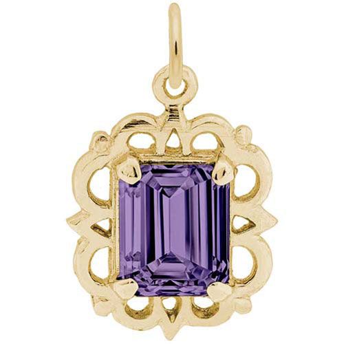 Birthstone Charm - Feb Charm Gold Plated - 10-1729-2-GP