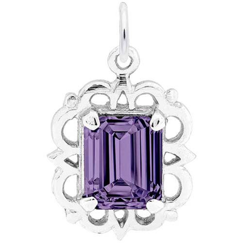 Birthstone Charm - Feb Charm Sterling Silver - 10-1729-2-SS