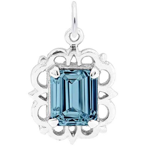 Birthstone Charm - Mar Charm 14K While Gold - 10-1729-3-14KW