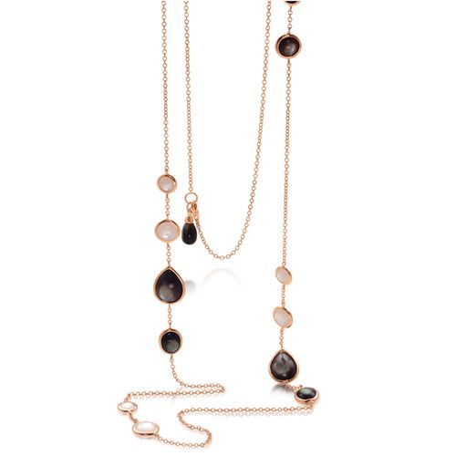 Black and White Mother of Pearl 36&#8243; necklaces in pink gold Total Mother of Pearl