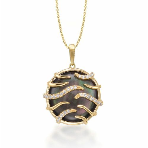 Black Mother of Pearl and Diamond Small Luna Small Pendant
