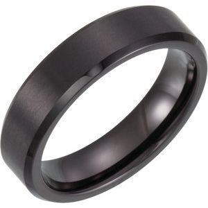 Black PVD Tungsten 6 mm Beveled Edge Band Size 7.5 - TAR105B:103:P