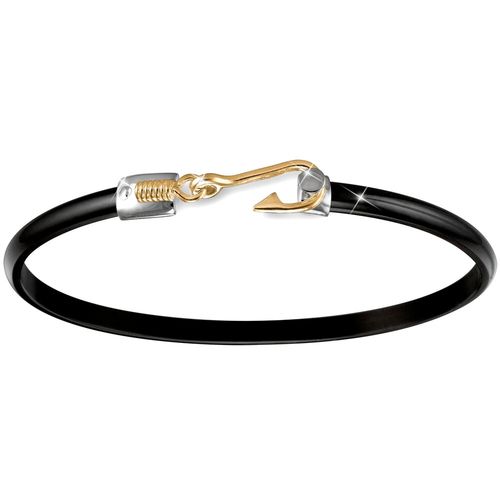 Black Titanium Bar Hook and Knot Bracelet - Sterling Silver 14K Gold Hook 4mm 7.5 Inch