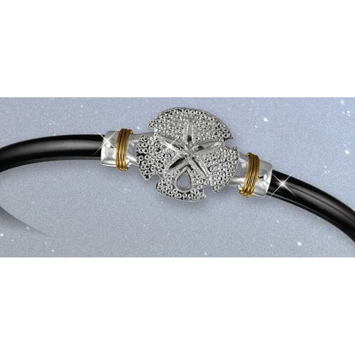 Black Titanium Sand Dollar Hook Bracelet - Sterling Silver 14K Gold Wraps 4mm 7 Inch