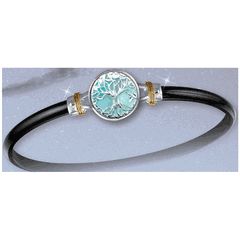 Black Titanium Tree of Life Hook Bracelet - Sterling Silver 14K Gold Wraps 4mm Wide