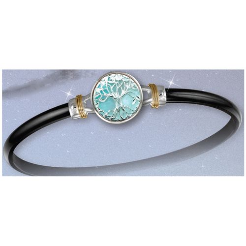 Black Titanium Bar Hook Bracelet - Sterling Silver 14K Gold Wraps 4mm 7.5 Inch