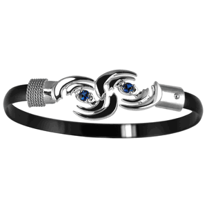 6mm Black Titanium Bar Irmaria Hurricane Bracelet Sterling Silver Wraps and Imi Sapphires 6.5 Inch - S6IMBT65