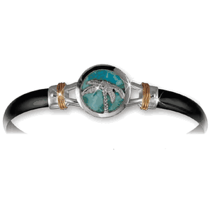 6mm Black Titanium Bar With Sterling Silver Caribbean Sky Larimar And 14ky Wraps 6.5 Inch - C6CSLBT65