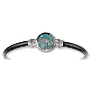 4mm Black Titanium Bar With Caribbean Sky Larimar And Sterling Silver Wraps 7.5 Inch - S4CSLBT75