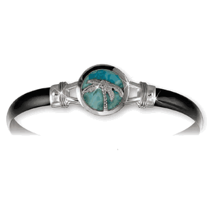 6mm Black Titanium Bar With Caribbean Sky Larimar And Sterling Silver Wraps 7.0 Inch - S6CSLBT70