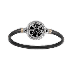 4mm Black Titanium Compass Rose Hook Bracelet Sterling Silver 14ky Gold Wraps 6.5 - C4CRBT65