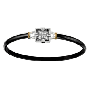 4mm Black Titanium Bar With Sterling Silver Square Treasure Coin And 14ky Gold Wraps 7.0 - C4SQTCBT70