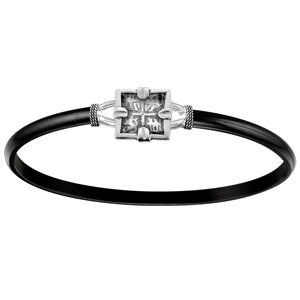 4mm Black Titanium Bar With Sterling Silver Square Treasure Coin And Wraps 7.0 Inch - S4SQTCBT70