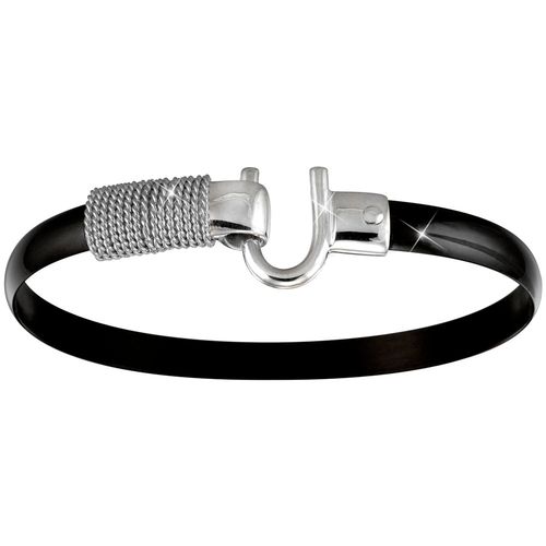 Black Titanium Bracelet - Sterling Silver Hook Sterling Silver Wrap 6mm 7.5 Inch