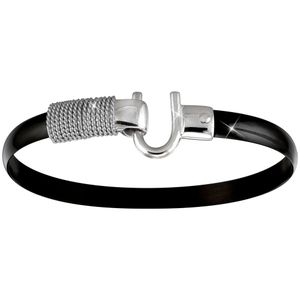 Black Titanium Bracelet - Sterling Silver Hook Sterling Silver Wrap 6mm 7.5 Inch