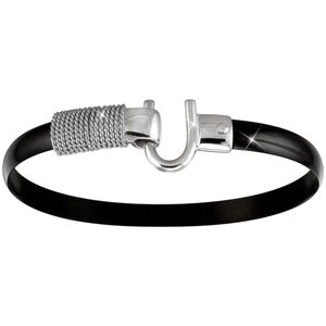 Black Titanium Bracelet - Sterling Silver Hook Sterling Silver Wrap 6mm 7 Inch