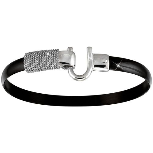 Black Titanium Bracelet - Sterling Silver Hook Sterling Silver Wrap 6mm 8 Inch