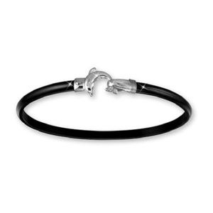 Black Titanium Dolphin Bracelet - Sterling Silver Hook Sterling Silver Wrap 4mm 6.5 Inch