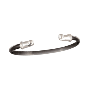 Black Titanium Half Round Clasp Bracelet - Sterling Silver 4mm Wide