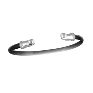 Black Titanium Half Round Clasp Bracelet - Sterling Silver 6mm Wide