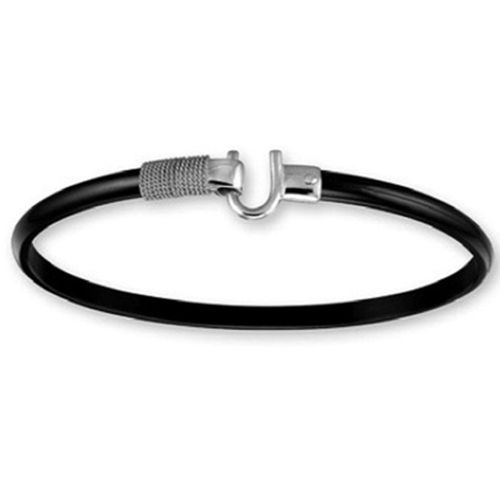 Black Titanium Hook Bracelet - Sterling Silver 4mm 6.5 Inch