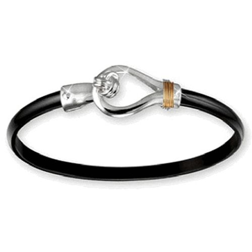 Black Titanium Knot Hook Bracelet - Sterling Silver 14K Gold Wrap 4mm 7.00 Inch