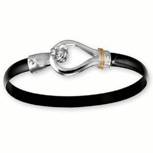 Black Titanium Knot Hook Bracelet - Sterling Silver 14K Gold Wrap 6mm 6.5 Inch