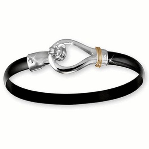 Black Titanium Knot Hook Bracelet - Sterling Silver 14K Gold Wrap 6mm 7.00 Inch