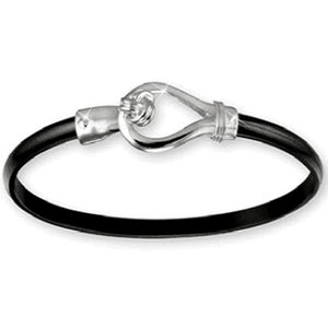 Black Titanium Knot Bracelet - Sterling Silver Hook Sterling Silver Wrap 4mm 6.5 Inch