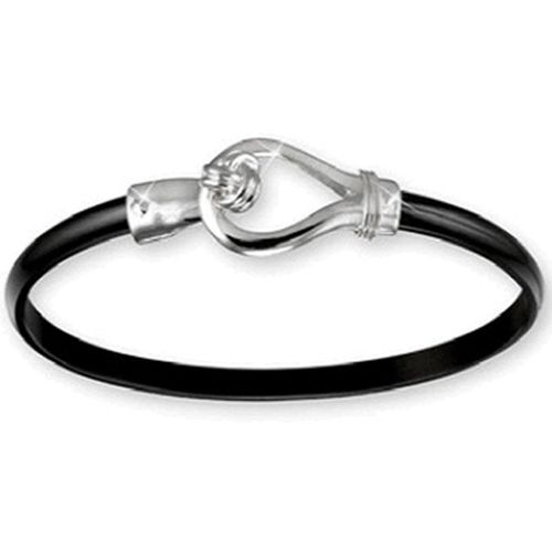 Black Titanium Knot Bracelet - Sterling Silver Hook Sterling Silver Wrap 4mm 6.5 Inch