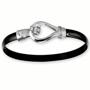 Black Titanium Knot Bracelet - Sterling Silver Hook Sterling Silver Wrap 6mm 7.5 Inch