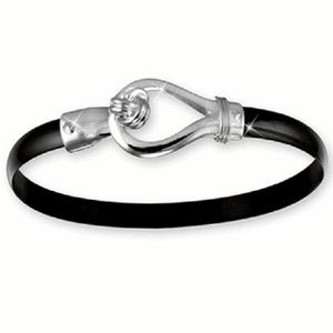 Black Titanium Knot Bracelet - Sterling Silver Hook Sterling Silver Wrap 6mm 8.0 Inch