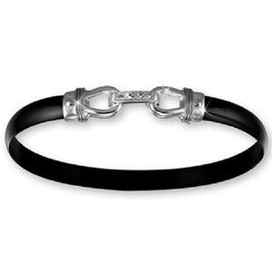 Black Titanium Link Top Hook Bracelet - Sterling Silver Hook Sterling Silver Wraps 6mm 6.5 Inch