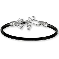 Black Titanium Lizard Hook Bracelet - Sterling Silver Hook Sterling Silver Wrap 6mm Wide
