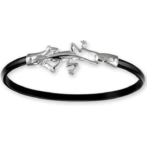 Black Titanium Lizard Hook Bracelet - Sterling Silver Hook Sterling Silver Wrap 6mm 7.00 Inch