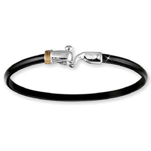 Black Titanium Loop Hook Bracelet - Sterling Silver 14K Gold Wrap 4mm 6.5 Inch