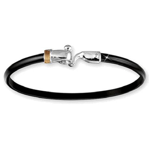Black Titanium Loop Hook Bracelet - Sterling Silver 14K Gold Wrap 4mm 7.00 Inch