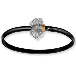 Black Titanium Palm Hook Bracelet - Sterling Silver 14K Gold Wrap 4mm 7.5 Inch