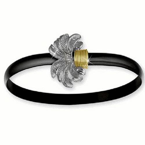 Black Titanium Palm Hook Bracelet - Sterling Silver 14K Gold Wrap 6mm 6.5 Inch
