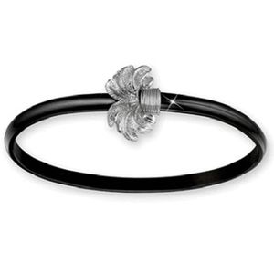 Black Titanium Palm Hook Bracelet - Sterling Silver 4mm 6.5 Inch