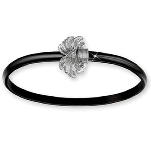 Black Titanium Palm Hook Bracelet - Sterling Silver 4mm 7.00 Inch